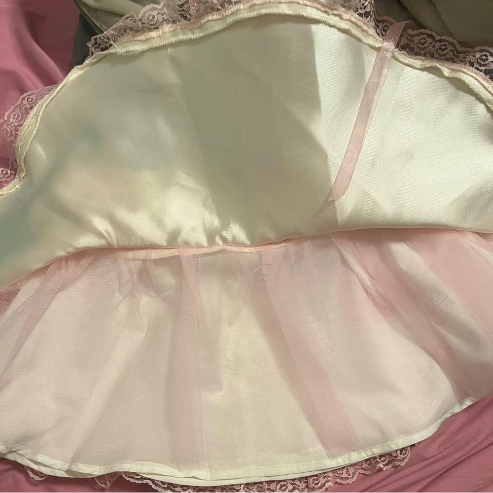 NWT - Sugar Thrillz Cream & Pink Puffy Lace Up Mini Skirt - M - Picture 6 of 8
